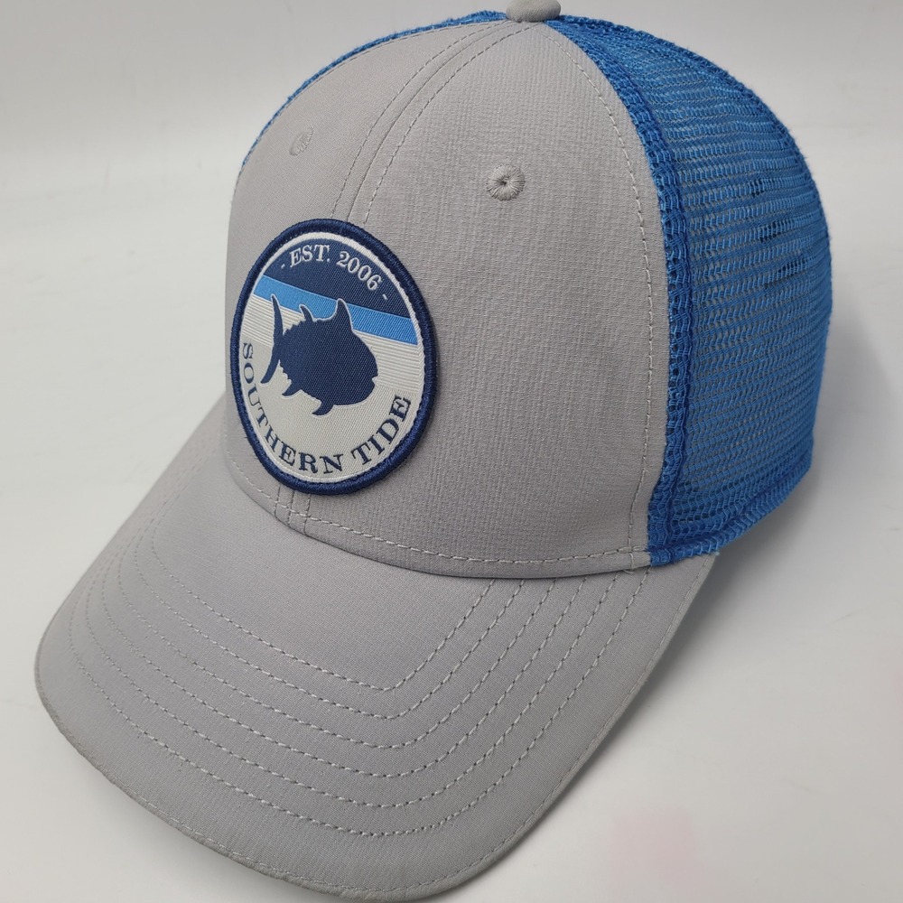 Southern Tide Hat Snapback Trucker Mesh Gray Blue Logo Patch Fish Outdoors Men‎